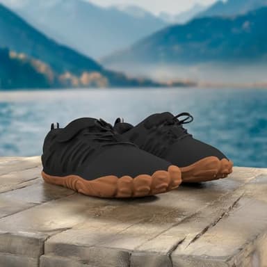 WHITIN Men's Trail Running Shoes Minimalist Barefoot Wide Width Toe Box Size 10 Gym Workout Fitness Low Zero Drop Comfy FiveFingers Black Gum 43 - Image 2