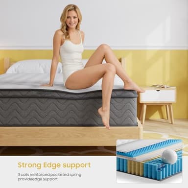 PHYAIR Full Mattress, 12 Inch Innerspring Hybrid Mattress in a Box, Individually Pocket Coils for Motion Isolation & Cool Sleep, Queen Bed for Back Pain,CertiPUR-US,100 Nights Trial - Image 4