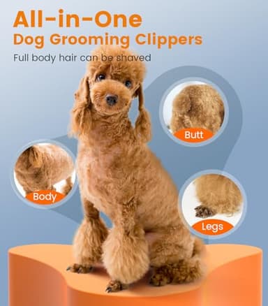 Oneisall Dog Clippers for Grooming - 2-Speed Super Power, 50dB Quiet Rechargeable Cordless Trimmer With Detachable Stainless Steel Blade for Small & Large Dogs With Thick Coats - Image 3