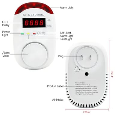 2-in-1Natural Gas Leak Detector & Carbon Monoxide Detectors Plug in,Dual Sensor Gas Leak Detector & Carbon Monoxide Alarm,CO Detector Alarm & Propane, Methane, Explosive Gas Detector for Home,RV - Image 2