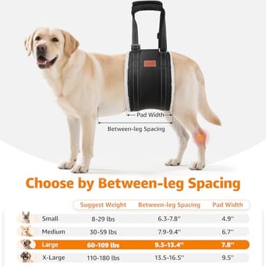 LOOBANI Portable Dog Sling for Back Legs, Hip Support Harness to Help Lift Rear for Canine Aid Old K9 Cruciate Ligament Rehabilitation - Image 4