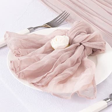 DeZerlor 30 Pack Pink Cheesecloth Napkins Fall Thanksgiving Cloth Napkins Set of 30 Pale Pink Dinner Table Napkins Bulk 21x21 Inches for Wedding Bridal Girl Baby Shower Sweet 16 Party - Image 5