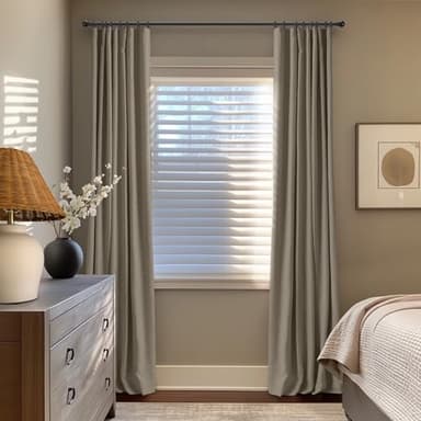 INOVADAY 100% Blackout Curtains for Bedroom, Black Out Curtains 90 Inch Long, Clip Rings Linen Blackout Drapes, Thermal Insulated Room Darkening for Living Room, 2 Panels - Fauxlinen,W50xL90 - Image 2