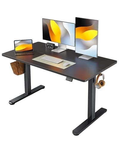 FEZIBO Electric Standing Desk Adjustable Height, 48 x 24 Inch Sit and Stand Desk, Home Office Desk, Ergonomic Computer Workstation, Black - Image 1