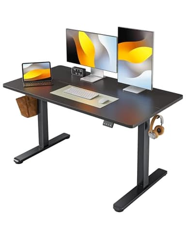 FEZIBO Electric Standing Desk Adjustable Height, 48 x 24 Inch Sit and Stand Desk, Home Office Desk, Ergonomic Computer Workstation, Black - Image 1