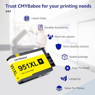 CMYBabee Compatible 950XL and 951XL Ink Cartridges Combo Pack Replacement for HP OfficeJet Pro 8600 8610 8615 8620 8625 8630 8100 276dw 251dw Printer (2 Black, 1 Cyan, 1 Magenta, 1 Yellow, 5-Pack) - Image 4