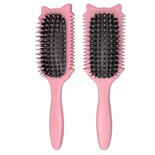 Curl Defining Brush, Curly Hair Brush for Curls Waves & Coils, Define, Volumize, Detangle Women Girls Curls, Reduce Hair Pulling Frizz, Fun Cat-Head Design, Pink, 1PCS - Image 1