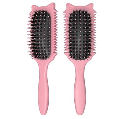 Curl Defining Brush, Curly Hair Brush for Curls Waves & Coils, Define, Volumize, Detangle Women Girls Curls, Reduce Hair Pulling Frizz, Fun Cat-Head Design, Pink, 1PCS - Image 1