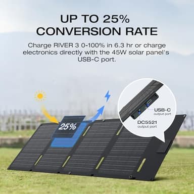 EF ECOFLOW Solar Generator RIVER 3 with 45W Solar Panel, 245Wh Portable Power Station LiFePO4 Battery, 300W Up to 600W AC Output, <20 MS UPS, 1Hr Fast Charging Power Station for Outdoor/Camping/RVs - Image 4