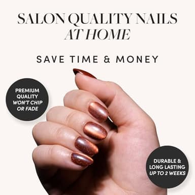 Glamnetic Press On Nails - Magnetic Moscow | Short Oval Fake Nails with a Cat-Eye Magnetic Velvet Finish, Salon Quality Halloween Nails | 15 Sizes - 30 Nail Kit with Glue - Image 2