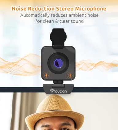 TOUCAN 1080P HD Webcam with Built-in Noise-Cancelling Mic & Privacy Shutter – Wide 90° Angle, Plug & Play USB Video Camera for Video Calls, Streaming, Home Office & Online Classes - Image 2