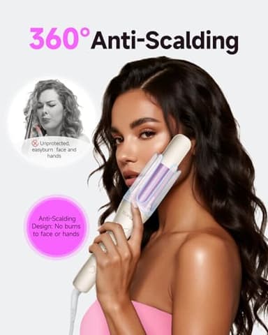 TSUYAGLA Automatic Hair Curler, 1 1/4 Inch Rotating Curling Iron with 3 Temp, 500 Million Ionic, 2-Way Rotation,10S Fast Heating, Anti-Scald, Anti-Tangle Rotating Curling Wand for Long Hair - Image 8