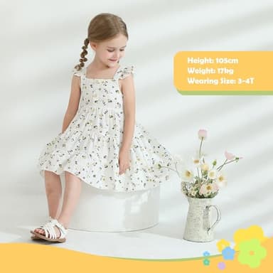 DeeFant Toddler Girl Dress 3-4T Girls Dress Summer Toddler Beach Dresses Fly Sleeveless Casual Floral Toddler Sundress - Image 5