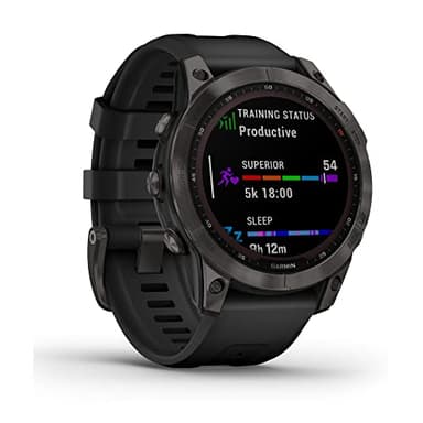 Garmin 010-02540-34 fenix 7 Sapphire Solar, adventure smartwatch, Solar Charging Capabilities, rugged outdoor GPS watch, touchscreen, health and wellness features, Black DLC Titanium with Black Band - Image 3