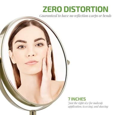 OVENTE 7'' Tabletop Makeup Mirror with 1X/7X Magnification, 360° Swivel Design and Double-Sided Free-Standing Vanity Mirror Perfect for Dresser, Bedroom and Office Desk, Nickel Brushed MNLCT70BR1X7X - Image 4