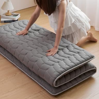Premium Foam Japanese Futon Floor Mattress Queen Size 60"x 80",100% High Density Foam Comfortable Floor Mattress,3.5" Thicken Foldable Sleeping Pad,Dormitory Tatami Mat,for Adult and Kids(Gray) - Image 1