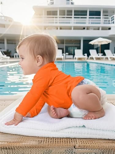Feyoyi Unisex Baby Rash Guard Shirts SPF Long Sleeve Swim Shirts Sun Protection Rashguard Swimwear for Toddler Boys Girls Neon Orange,2T - Image 7