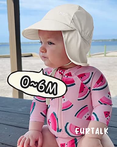 FURTALK Baby Sun Hat with Neck Flap UPF 50+ Adjustable Baby Boys Girls Summer Beach Hat for Traveling Swim Hat Beige - Image 6