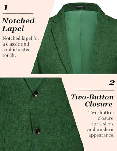 COOFANDY Men Linen Summer Blazer Stylish Regular Fit Linen Sportcoat Business Work Suit Jacket Green - Image 5