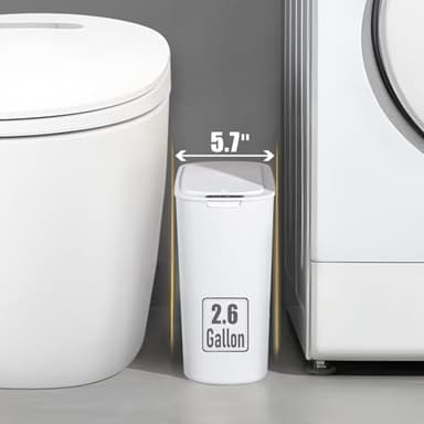 TIPGO Automatic Motion Sensor Bathroom Trash Can with Lid, 2.6 Gallon Touchless Trash Bin, Smart Garbage Can Plastic Slim Wastebasket for Bedroom, Office, Dorm (White) - Image 5
