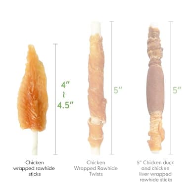 MON2SUN Dog Rawhide Twist 4-4.5 Inch Chicken Wrapped Rawhide Sticks for Puppy and Small Dogs, Promotes Dental Health Treats (18.34 Ounce -Pack of 1) - Image 5