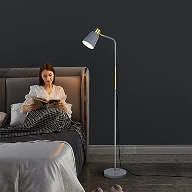 Floor Lamp, Industrial Floor Lamps for Living Rooms Rustic Farmhouse Reading Standing Floor Lamp Adjustable Metal Heads Indoor Task Lighting for Living Room Bedroom Office Home Décor (Grey) - Image 7