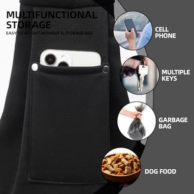 Dog Carrier Sling - Reversible Puppy Carrier Purse with Storage Pocket, Hand-Free Dog Sling Carrier for Carry Small Dogs and Cats, Travel Safety Harness, Dog and Cat Harness(Black) - Image 3