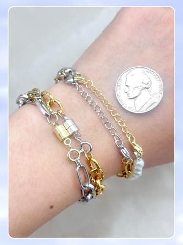 Evnlo Necklace Extender and Magnetic Necklace Clasp,Gold and Silver Chain Extenders for Necklaces Bracelet Jewelry - Image 3