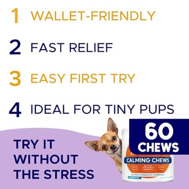 GOODGROWLIES Advanced Calming Chews for Dogs - Hemp Treat + Melatonin + Valerian - Relaxing Bites - Calming Care - Anti-Anxiety & Stress Relief - Made in USA - Calm, Sleep Aid, Storms - 60Ct - Image 2