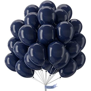 PartyWoo Navy Blue Balloons 50 pcs 12 Inch Matte Dark Blue Latex Helium Balloons for Graduation New Year Weddings Father's Day Sports Theme Baby Shower Birthday Party Decorations Blue-Y72 - Image 1