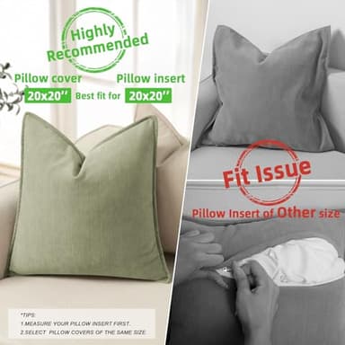 ZWJD Sage Green Pillow Covers 20x20 Set of 2 Chenille Throw Pillow Covers with Elegant Design Soft and Luxurious Decorative Throw Pillows for Couch, Bed, and Home Decor - Image 3
