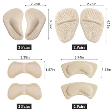 Heel Pads for Shoes, Ball of Foot Cushions Metatarsal Women, High Heel Inserts for Too Big Shoe, Arch Support Relieves Foot Pain, No Slip Insoles Inserts Comfort Pads for Women - Image 5