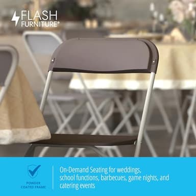 Flash Furniture Hercules Series Plastic Folding Chair Brown - 10 Pack 650LB Weight Capacity Comfortable Event Chair-Lightweight Folding Chair - Image 8