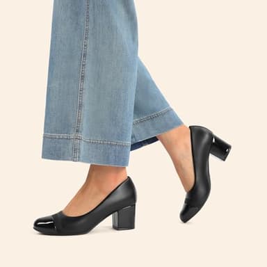 DREAM PAIRS Women's Pumps Low Chunky Block Heel Dress Shoes Closed Round Toe Comfortable Heels,Size 8,Black-Pat,SDPU2462W - Image 7