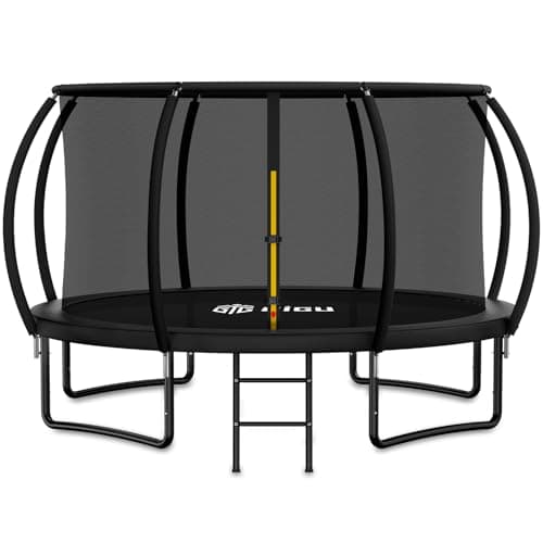 Gigu 14ft Home Trampoline - T-Socket Reinforced Frame, Double Zipper Entry, Ladder Included, Outdoor Specific Yard for Adults Kids - Image 1