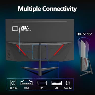 ZZA 32 Inch Monitor,1440p,2K 165Hz, 1ms Response Time,Computer Monitor FreeSync & G-Sync, HDR10, 122% sRGB Coverage, DP/HDMI, PC Monitor VESA Mount Compatible - Image 7