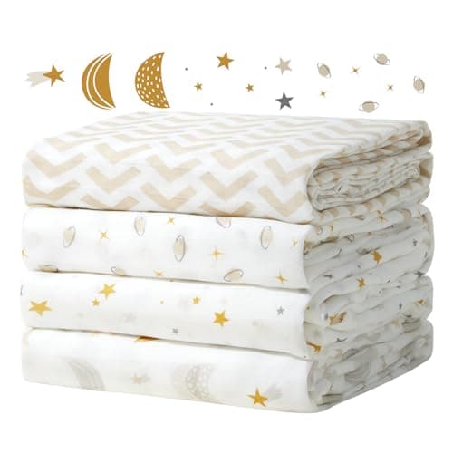 Momcozy Muslin Swaddle Blankets, Ultra Soft Neutral Baby Essentials Must Haves Registry Search, Breathable Large 47'' x 47'' Newborn Boys Girls Swaddle Receiving Blanket, Stellar Orbit - Image 1