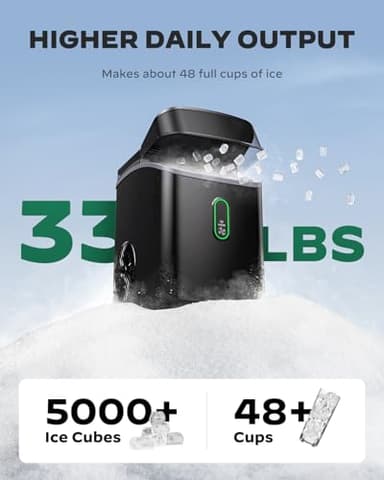 Nugget Ice Maker Countertop, Pebble Ice Maker with Soft Chewable Ice, One-Click Operation Ice Machine with Self-Cleaning, 33lbs/24H for Home,Kitchen,Office - Image 3