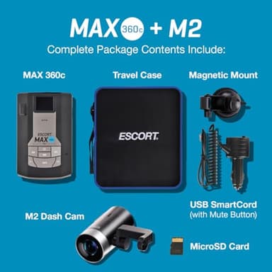 Escort MAX 360c Radar Detector with M2 Smart Dash Cam & OBDII Cord Bundle - Image 7