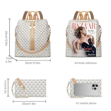 Makes Backpack Purse for Women PU Leather Travel Satchel Handbag Convertible Design Bag with Purse 2 Piece - Image 6