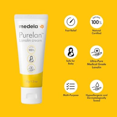 Medela Purelan Lanolin Nipple Cream, Fast Relief for Sore Nipples & Dry Skin During Breastfeeding, Safe for Breastfeeding Baby, Natural, Hypoallergenic, Fragrance-Free, 37g - Image 3