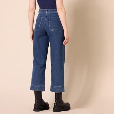 Amazon Essentials Women's High-Rise Regular-Fit Ankle-Length Wide-Leg Jean, Medium Wash, 12 - Image 2