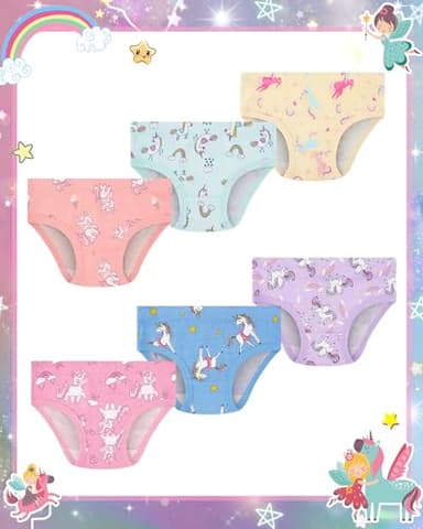 JAHSIYI Girls Underwear Size 6 100% Cotton Toddler Panties 6T Stretch Briefs Kids Clothes Unicorn Underpants 6 Pack Cute Undies Small 6X 5-6 Years Old - Image 7