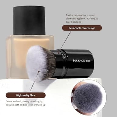 MAANGE 20 PCS Foundation Makeup Brush Set, Double-ended Kabuki Contour Brush for Liquid Powder Concealer Blending Blush Face Makeup Tools (Black) - Image 6