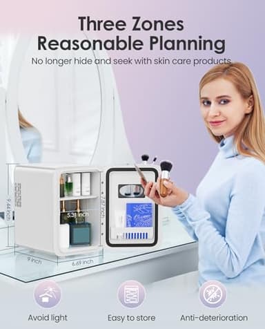 CUTIEWORLD Skincare Fridge - 4L Makeup Fridge for Refrigerating Makeup, Skincare and Food, Mini Fridge for Bedroom, Office and Car, Cooler and Warmer, Beverage Cooler, Pearly White - Image 2