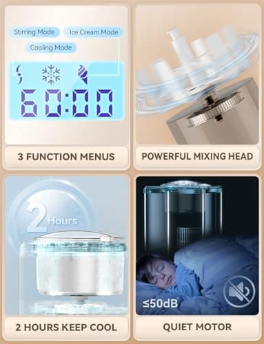 COUPLUX 2.64 Qt Ice Cream Maker with Compressor, Automatic Ice Cream Machine with No Pre-Freezing & 80% Faster Freezing, Largest Capacity, LCD Display & Timer, 2H Keep Cool, All Stainless Steel - Image 5