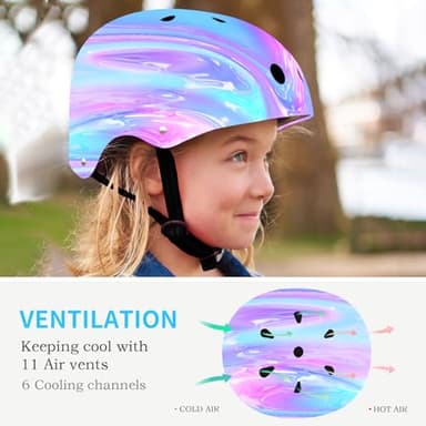 ETEETOW Adjustable Gradient Color Kids/Toddler Bike Helmet for 1-2-3-5-8-14 Years Boys Girls,Skateboard Helmet with Knee and Elbow Pads Wrist Guard Roller Skates,Cycling,Skating Scooter Longboard - Image 4