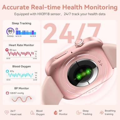 aeac Smart Watch for Women Men iPhone & Android,1.99" AMOLED Screen 3ATM Waterproof Fitness Watch with Answer/Make Call AI Voice,24H-Heart Rate/SpO2/BP Monitor,120+ Sports Modes (Pink, 1.99) - Image 5