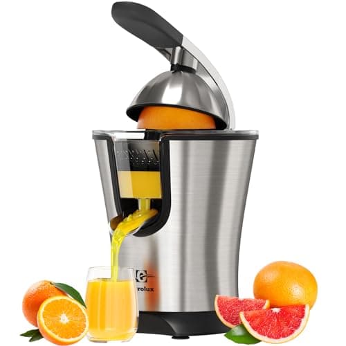 Eurolux Premium Electric Orange Juicer | Stainless Steel Citrus Squeezer With New Ultra-Powerful Motor and Soft Grip Handle for Effortless Juicing, Auto Shutoff, Dishwasher-safe Parts, Pulp Control - Image 1
