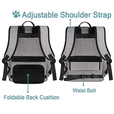Ytonet Dog Backpack Carrier, Pet Carrier Bag with Mesh for Small Dogs Cats Puppies, Comfort Cat Backpack Bag for Hiking Travel Camping Outdoor Hold Pets Up to 18 Lbs, Grey - Image 5